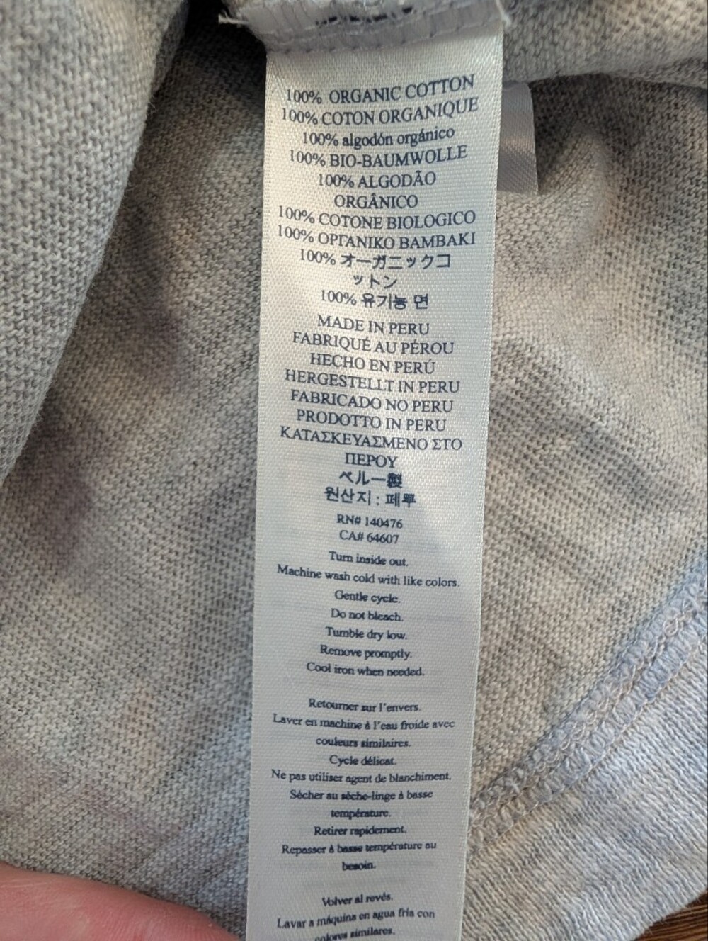 Faherty Sunwashed Crew V Neck Long Sleeve Gray Varsity Organic Cotton Shirt Sz S - Picture 8 of 16